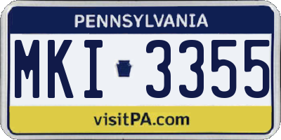 PA license plate MKI3355