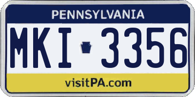 PA license plate MKI3356