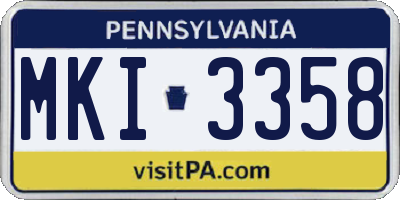 PA license plate MKI3358