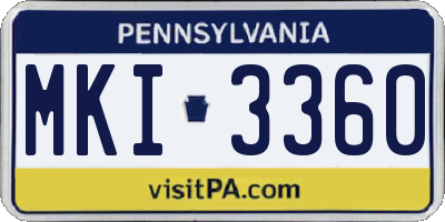 PA license plate MKI3360