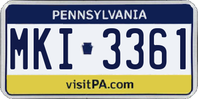PA license plate MKI3361