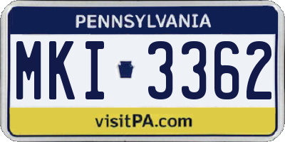 PA license plate MKI3362