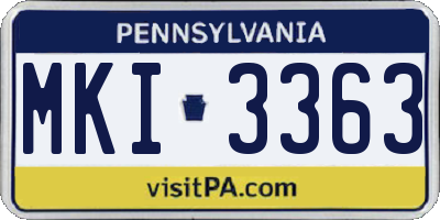 PA license plate MKI3363