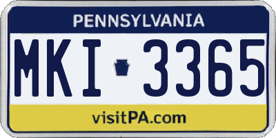 PA license plate MKI3365
