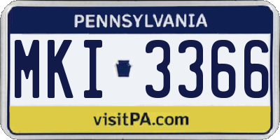 PA license plate MKI3366