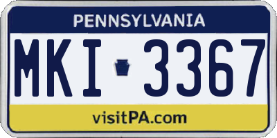 PA license plate MKI3367