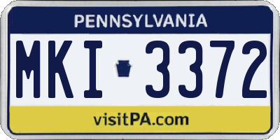 PA license plate MKI3372