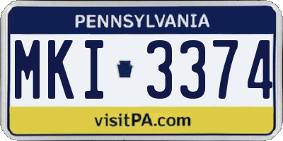 PA license plate MKI3374