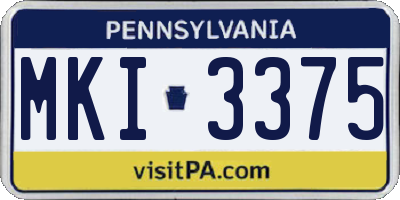 PA license plate MKI3375