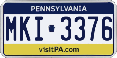 PA license plate MKI3376