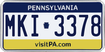PA license plate MKI3378