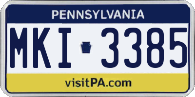 PA license plate MKI3385
