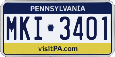 PA license plate MKI3401