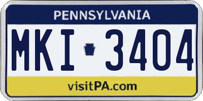 PA license plate MKI3404