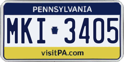 PA license plate MKI3405