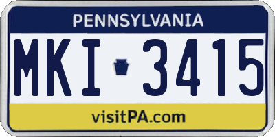PA license plate MKI3415
