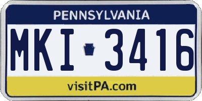 PA license plate MKI3416