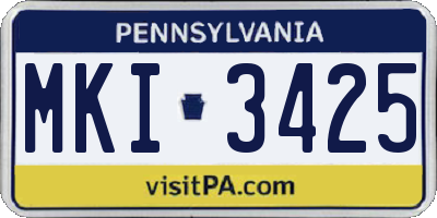 PA license plate MKI3425