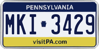 PA license plate MKI3429