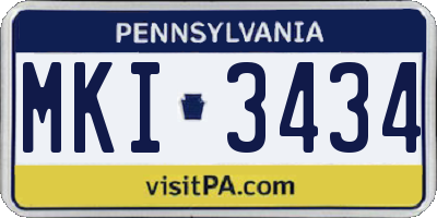 PA license plate MKI3434