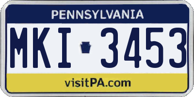 PA license plate MKI3453