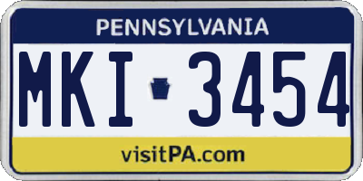 PA license plate MKI3454