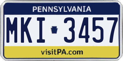 PA license plate MKI3457