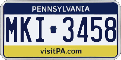 PA license plate MKI3458