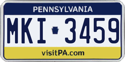 PA license plate MKI3459