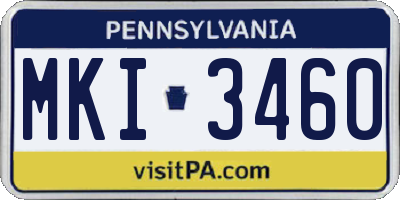 PA license plate MKI3460