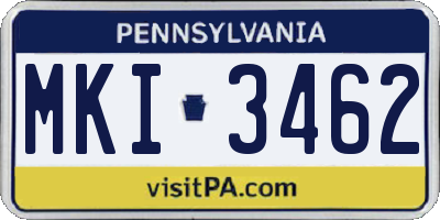 PA license plate MKI3462