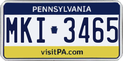 PA license plate MKI3465