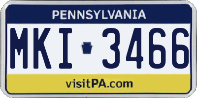 PA license plate MKI3466