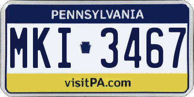 PA license plate MKI3467