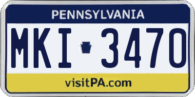PA license plate MKI3470