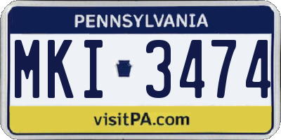 PA license plate MKI3474