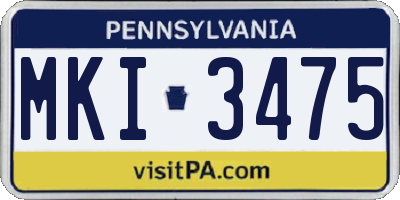 PA license plate MKI3475