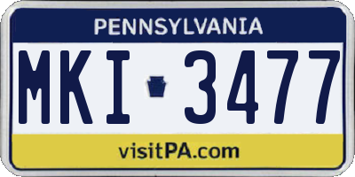 PA license plate MKI3477