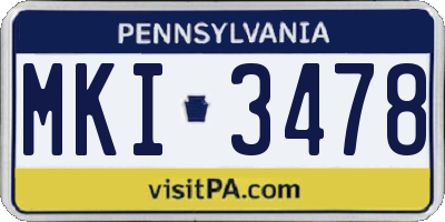 PA license plate MKI3478