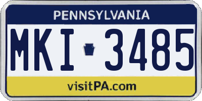 PA license plate MKI3485