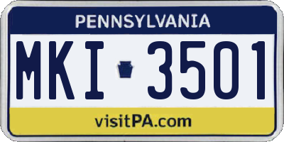 PA license plate MKI3501