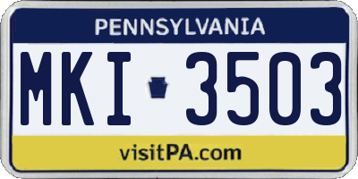 PA license plate MKI3503