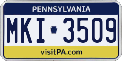 PA license plate MKI3509
