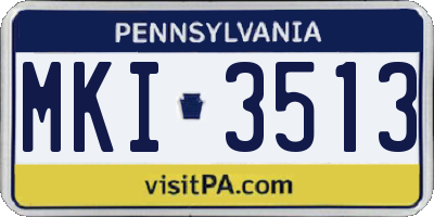 PA license plate MKI3513