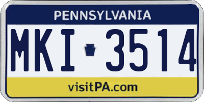 PA license plate MKI3514