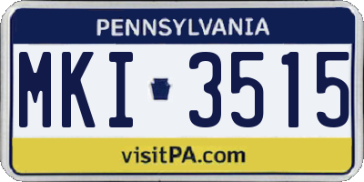 PA license plate MKI3515