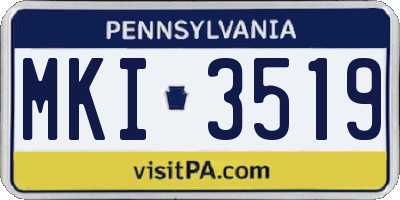 PA license plate MKI3519