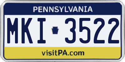 PA license plate MKI3522