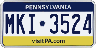 PA license plate MKI3524