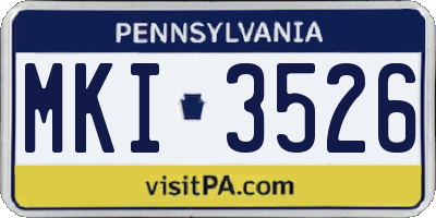 PA license plate MKI3526